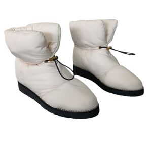 J. Crew Cream Elsa Quilted Puffer Ankle Boots with Toggle Size 7